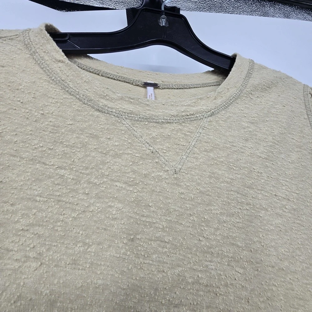 Free People Just A Puff Top Women's SM Beige Nubby Linen Cotton Natural Neutral‎